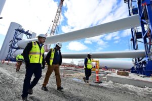 Bureau of Safety and Environmental Enforcement (BSEE) Director Kevin Sligh tours Vineyard Wind’s wind turbine laydown yard as part of a visit to Vineyard Wind’s control and marine coordination center in New Bedford, Mass., Wednesday, Feb. 21, 2024. (BSEE photo)