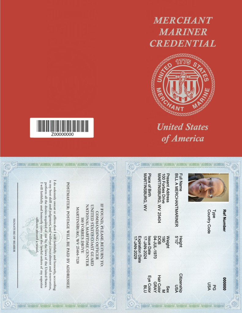 MMC Merchant Mariner Credential U S Coast Guard