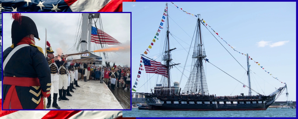 Old Ironsides; America 250 U.S. Navy Upgrades Old Ironsides To Electronic Navigation Old Ironsides; (July 04, 2023) Volunteers with the USS Constitution 1812 Marine Guard fire a saluting volley onboard USS Constitution during a 4th of July celebration in Boston Harbor. (U.S. Navy Photo by Mass Communication Specialist 1st Class Raymond Minami/Released); (July 4, 2025) – USS Constitution sails in Boston Harbor in honor of Independence Day. (U.S. Navy photo by Mass Communication Specialist 1st Class Raymond Minami/Released)