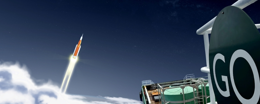 Space launch from converted oil rigs or custom-developed offshore spaceport platforms being considered