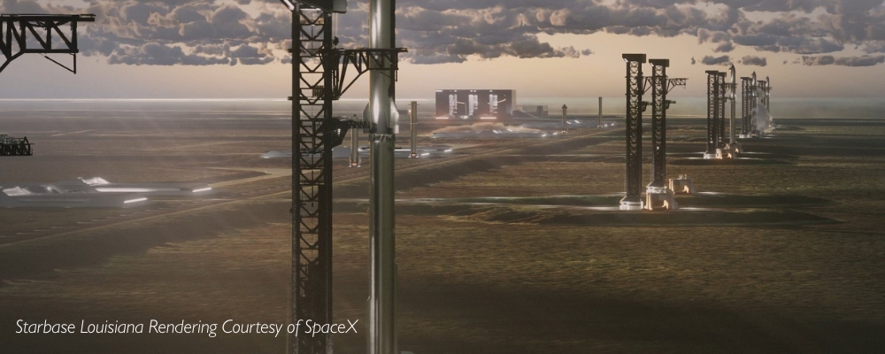 SpaceX Launches World’s Largest Spaceport “Starbase Louisiana” | Starbase Louisiana Rendering Courtesy of SpaceX SpaceX Launches World's Largest Spaceport "Starbase Louisiana" | Starbase Louisiana Rendering Courtesy of SpaceX